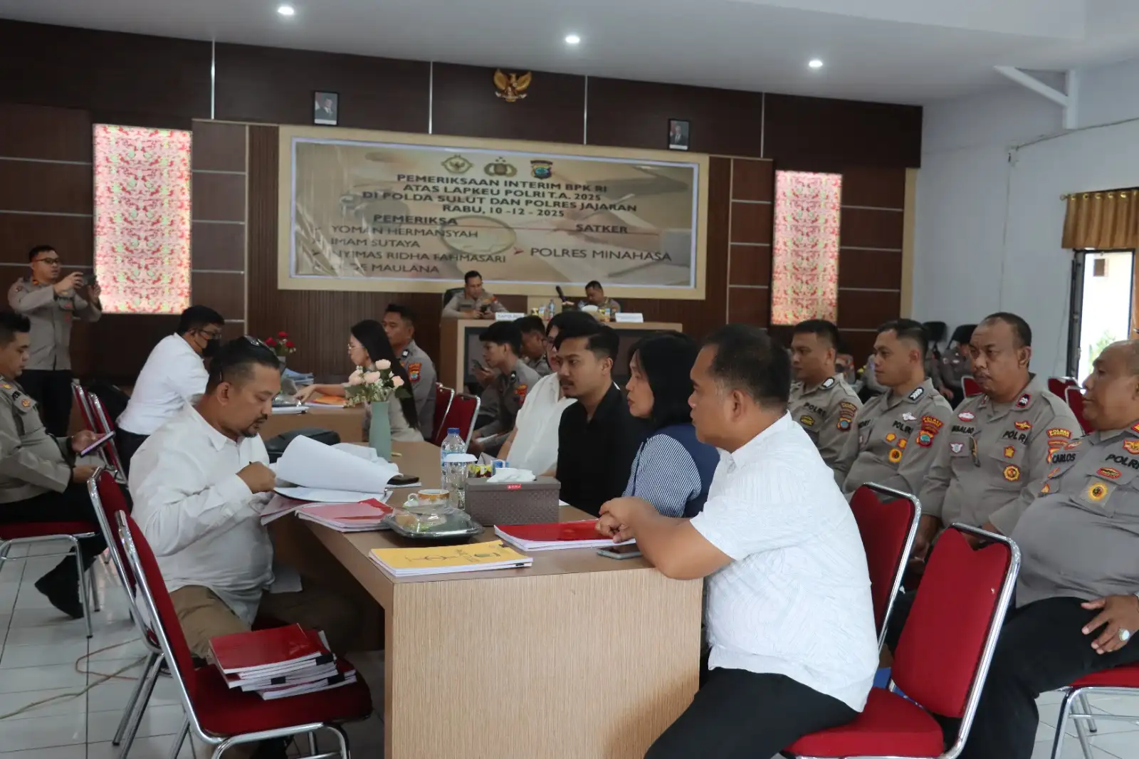 Pemeriksaan Interim BPK RI di Polres Minahasa, Kapolres dan Wakapolres Sambut Langsung Tim Pemeriksa